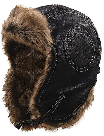 boseucn Unisex Fliegermütze Wildleder Winddicht Trappermütze Warme Kunstfell Russische Mütze Wintermütze mit Ohrenklappen Warme Baumwolle Trappermütze Bomber Hut Unisex Fliegermütze Fellmütze
