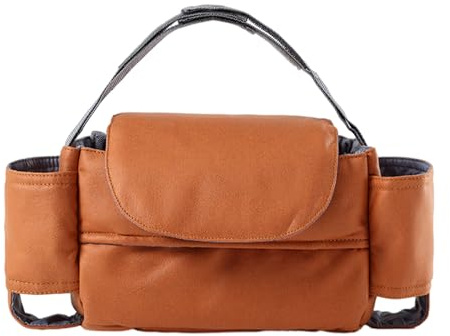 Hiseng Kinderwagen Organizer Universal Kinderwagentasche mit Getränkehalter, Kinder Buggy Organizer Baby Große Multifunktionale Aufbewahrungstasche für Windeln Gewebe Spielzeug (Orange,35x15x11cm)