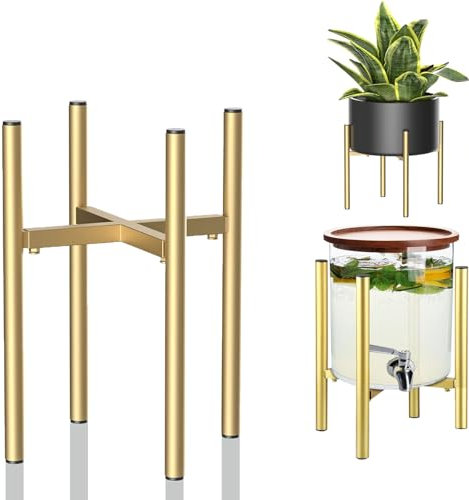 DeJivsin Piedistallo per Piante, supporto per piante, 21-36 cm oro, supporto per piante, metallo regolabile, moderno, per Interni ed esterni, adatto per vasi con diametro esterno 20-35 cm