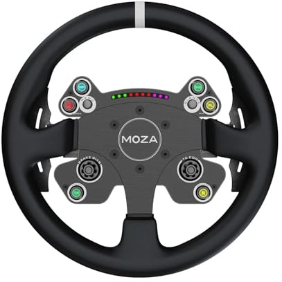 MOZA CS V2P Racing Wheel for PC Gaming Steering Wheel, 13 Inch Aviation Grade Aluminum Alloy Rim, Carbon Fiber paddles, RGB Indicator, Pressable Joysticks and customizable controls