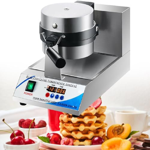 Gaufrier Belge De Cuisine éPais | MéCanisme Rotatif à 360° | 1 Gaufre Ronde | AntiadhéSif | Affichage NuméRique ContrôLe PréCis De La TempéRature,110V