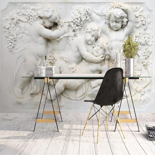 XLMING Escultura De Querubín De Escayola En Relieve Estereoscópico 3D Papel Pintado Decorativo Comedor Estudio Salón Dormitorio Pared Sofá TV Pared-150cm×105cm
