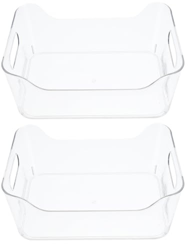 SECFOU 2pcs Small Fridge Organizers Storage Boxes Multi-use Plastic Storage Bins for Refrigerator Home Kitchen