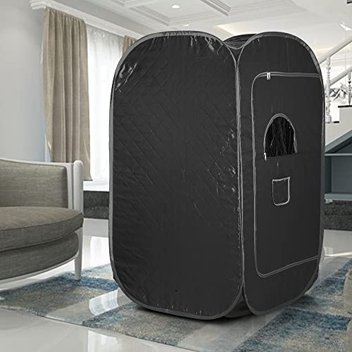 Supfine Mini Dampfsauna, Heimsauna mit Fernbedienung, Wärmekabine mit Einstellbarer Timer & Temperatur, Portable Steam Sauna (2L, Schwarz)