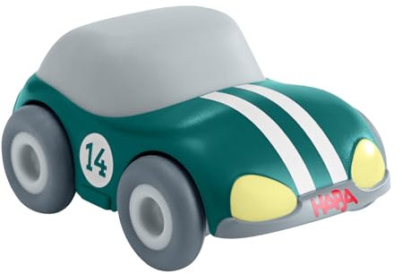 HABA Cars - Auto da corsa verde con motore oscillante - Auto giocattolo sostenibile in plastica riciclata - Auto da corsa senza batteria a partire dai 2 anni - 2011859001