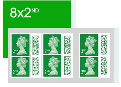 2nd Class Stamps (8 Pack) | Self Adhesive | QR Barcoded for authentication | Second Class Postage UK | King Charles III Stamps | (8 Total)