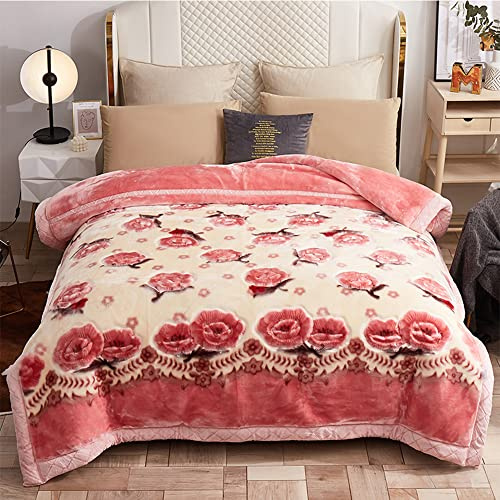 Manta de visón sintético de lujo, tamaño King, cobija de invierno coreana gruesa de 10 libras, manta de felpa de forro polar pesado, sedosa, suave y cálida, manta Raschel de 2 capas, tamaño individual