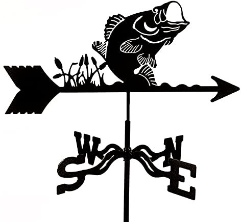 Wetterfahne im Retro-Rahmen, Edelstahl, mit Montagehalterung, Richtungsanzeiger, Flügel, Wetterhahn, Tierfiguren, Design, Ornamente, Fische