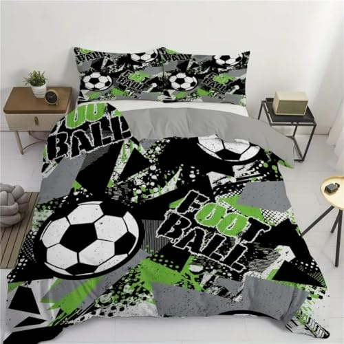 GOLETULD Fußball Bettwäsche-Set, 135x200 cm, Microfaser, Mit 1 Kissenbezug 80x80 Mit Reißverschluss, Sportliches Design für Jungen