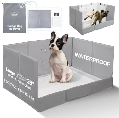 HQ4US 4LEGS Dog Litter Box, Pee Pad Holder Foldable, Indoor Dog Potty Tray for Puppy & Medium Dogs, High Walls, Seamless, No Assembly, Waterproof, Easy to Clean, No Spill,Portable for Travel