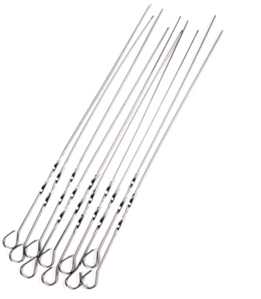 SUPVOX 10 pièces Brochettes Barbecue Acier Inoxydable Aiguilles Plates Réutilisables pour Cuisson Barbecue Extérieur Ustensiles Résistants et Faciles à Nettoyer
