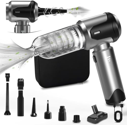 Kevsuvqin 4-IN-1 Handstaubsauger Akku, 3 Stufen Einstellbar, 30000PA Handstaubsauger Stark mit bürstenlosemMotor, Mini HandstauBsauger Kabellos, Druckluftspray Elektrische Staubgebläse für Auto
