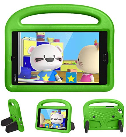 Resa med surfplatta Tablet Väska till Huawei M3 / T3 T8 Lite 8.0 Silikonväska For barn, For ShockoProof Lightweight Demploop Stand Case, med handtag och kickstand(Ye?il)
