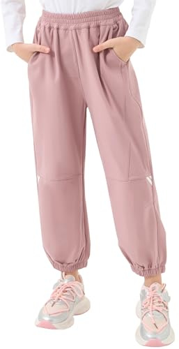 Gogokids Boys Girls Hiking Pants Fleece Lined Waterproof Rain Snow Pants Winter Cargo Pant Casual Athletic, Pink, 11-12 Years