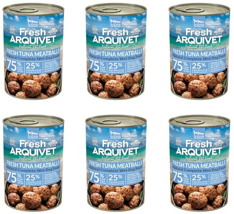 ARQUIVET - Pack de 6 Boulettes de Thon Frais - Boîtes de boulettes de Thon - Boîtes de 400 g - Nourriture Humide pour Chiens, Toutes Races