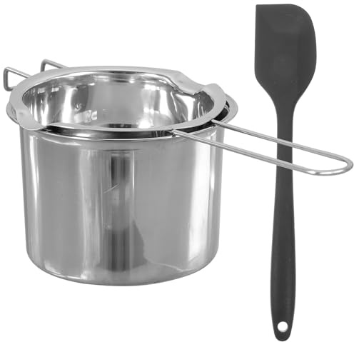 DOITOOL Olla para Baño María de Acero Inoxidable Caldera Doble Pequeña con Espátula para Fundir Chocolate Mantequilla Queso y Velas Resistente y Fácil de Usar Repostería y Color Aleatorio