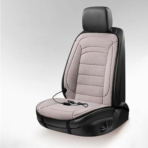 Auto Heizung Sitzkissen für FIAT 500/500C/500E/Abarth 500 2007-2023 2024 2025 2026, Auto Anti Rutsch Warm Bequem Abnehmbar Sitzbezüge, Winter Sitze Zubehör,1 Piece Set-Grey