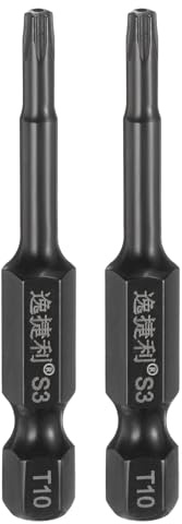 QUARKZMAN 2Pz T10 Inserti per Avvitatore Torx Sicurezza 1/4 Gambo Esagonale 2 (50mm) Magnetica Antimanomissione Chiavi Set Cacciaviti a Stella 6 Punte per Trapano Acciaio S3 con Foro