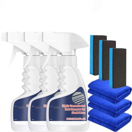 Dissolvant De Rouille Haute Performance Pour Métal 120 ml,Highly Concentrated Steel Rust Remover,Spray Anti-Rouille Raksou Instantané,Multifonction,Pour Voiture,Outils Et Surfaces Métalliques (3Set)