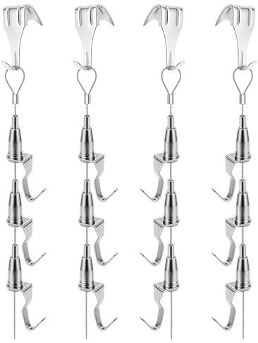 Juego de 4 prácticos cables ajustables para colgar fotos, adecuado para marco de fotos grande y lente pesada, estructura de galería modificable