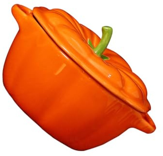 BETOOKY Zuppiera a Forma di Zucca con Doppia Maniglia e Coperchio, Superficie Liscia e Facile da Pulire, per Casa e Regali