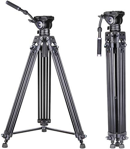 INNOREL VT80 Professionelles Video Stativ System, 185cm/63 Zoll Hochleistungs Aluminium Doppelrohrstativ für Videorekorder, Max Belastung 12kg, mit F80 Fluidkopf Mittelspreizer Stativtasche(VT80+F80)