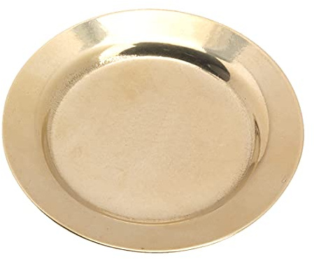 NKlaus piatto portacandele Ø11cm in ottone piatto decorazione oro con bordo fatto a mano sottobicchiere 10487