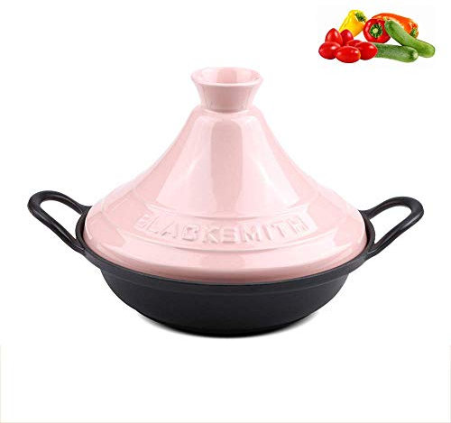 Sywlwxkq Tajine Topf, emaillierter Gusseisentopf, japanischer hausgemachter geschmorter Keramikauflauf, für Verschiedene Kochstile und Temperatureinstellungen Ofen/Pink