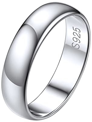 ChicSilver Damen 5mm breit Bandring Hochglanzpoliert Stapelring Fingerring in Ringgröße 54 Einfach Partnerring für Mama Freundin