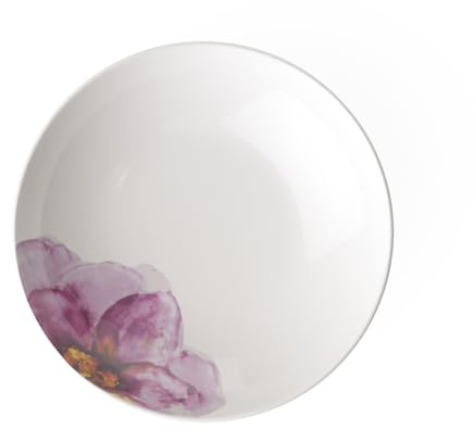 Villeroy & Boch - Rose Garden Soup Bowl/Pasta Plate, 24cm, Premium Porcelain, White/Pink