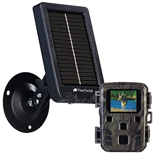 VisorTech Wildcamera: 4K-Wildkamera mit PIR-Sensor, Nachtsicht, inkl. Akku-Solarpanel (Wildtiercamera, Wildkamera Überwachung, LED)