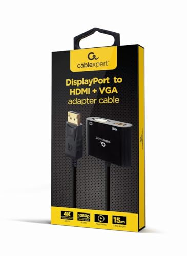 gembird Display Port Macho A HDMI Hembra + Cable Adaptador VGA Hembra Negro