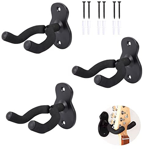 Norhogo 3 Stück Gitarren-Wandhalterung, Gitarrenhalterung mit schützendem Schwamm, für Die Wand für Akustikgitarre, klassische Gitarre, E-Gitarre, Bass, Ukulele, Kommt mit zwei Paddeln