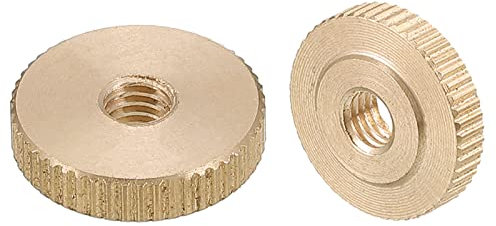 QUARKZMAN Zigrinato Pollice Dadi, 2pz M5 x D16mm x H4mm Ottone Zigrinato Dado Piatto Testa Attraverso Foro Blocco Regolazione Dadi per Stampante 3D Parti