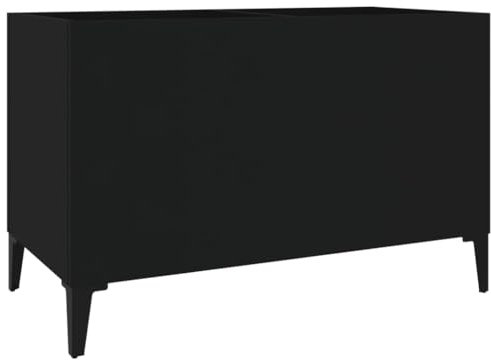 vidaXL Record Cabinet in Black – Functional and Stylish Storage for Vinyl Records - Made from Durable Engineered Wood, Features Metal Legs - Ideal as Side Cabinet or Filing Cabinet