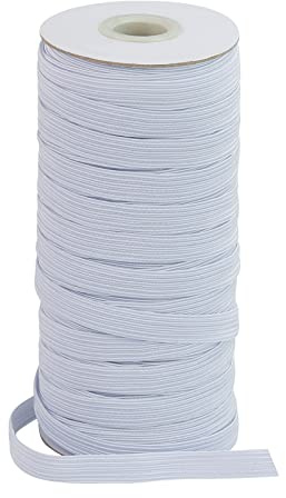 BOKFJBP 8mm Élastique，50 mètres Élastique à Coudre pour la Couture et Le ménage DIY Artisanat Tissus à Coudre Élastique Blanc