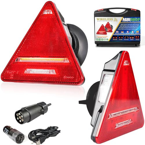 AGRISHOP Magnetisch Kabellos LED Rückleuchten Anhänger Set12/24v Kabel Frei LED Rückleuchten Anhänger Dynamisch Wireless Anhängerrücklicht Leuchten,Rücklichter Anhänge PKW Wohnwagen Wasserdicht E-Mark