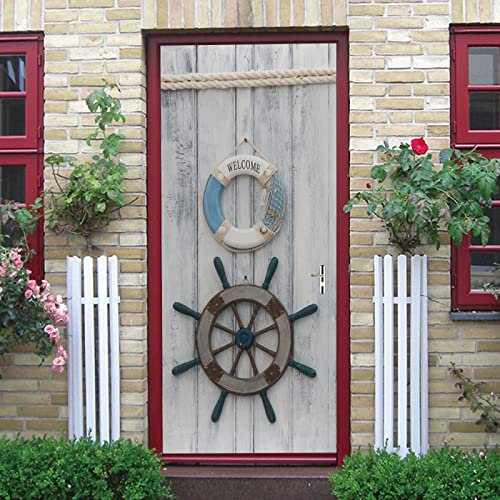 3D Türaufkleber Kreative Schiffstür Aus Holz Türtapete Selbstklebend Türposter 77X200Cm Fototapete Türfolie Wasserdichte Abnehmbare Pvc Türtapete Innentür Schlafzimmer Küche Bad Home Deko