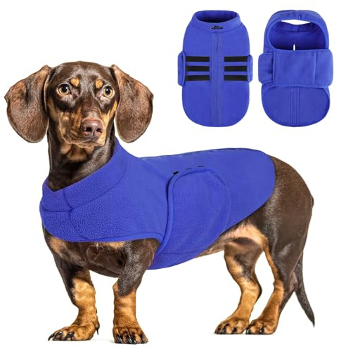 PUZAUKAL Hundepullover Fleece Weste Hundemäntel Winter Warmer Hundeweste für Kleine Hunde Weicher Fleece Hundejacke mit Geschirr Pullover für Mittel Großen Hund Katze (Blau XL)