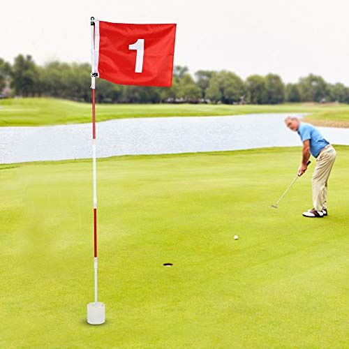 Cocoarm Practice Flags, 5 Sections, Portable, Adjustable Height, Red Nylon Flag, Easy to Install and Clean, 185cm/72.8in Total Height | 360-Degree Rotating, Nylon Fabric Fibreglass Rod, Outdoor Training Aid for Backyard Garden Lawn, Red