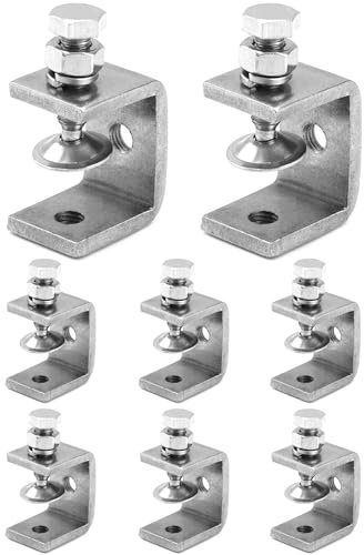 QWORK® 8 Piezas 304 acero inoxidable C abrazadera, Sargentos G, Para Carpintería De Bricolaje, Soldadura, Ebanistería, Color Plateado
