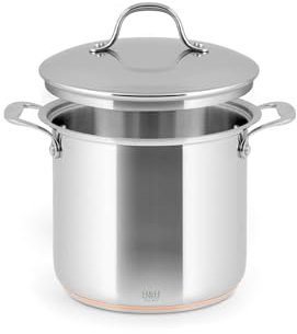 H&H Pentola in Acciaio Inox e Rame, 2 Manici, 18cm, Con Coperchio