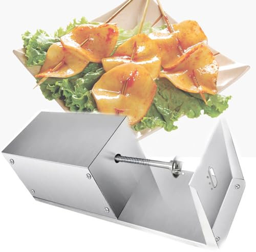 Mcamgiczin Cortador de Patatas, máquina eléctrica de Torre de Patatas Tornado Cortador de Patatas en Espiral Cortador Manual de Patatas de Acero Inoxidable Máquina cortadora en Espiral
