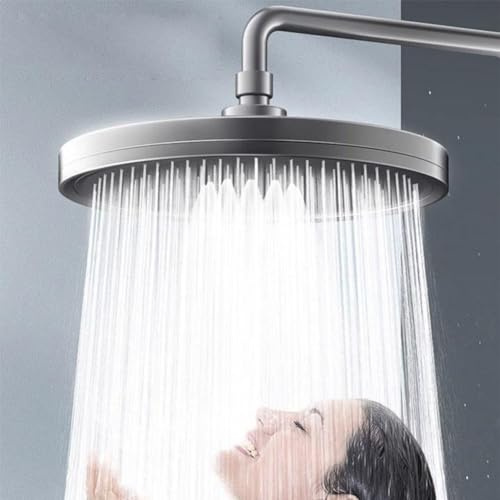 Pomme de douche à effet pluie pour salle de bain, 23 x 23 cm, grand panneau augmentant le jet supérieur, pommeau de douche domestique (argenté)