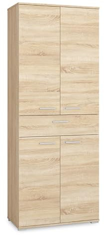 Lomadox Büro Schrank Aktenschrank Büroschrank abschließbar Eiche Sonoma 79x203,2x40,3 cm