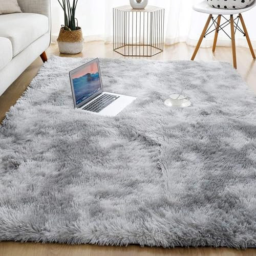 XUEDNGM Bettvorleger Schlafzimmer rutschfest 49 x 255 cm Shaggy Flauschiger Teppich, Extra Weich, Pflegeleicht Und Einfarbig Plüsch Teppich Gästezimmerteppich mit Weichem Flor, Hellgrau