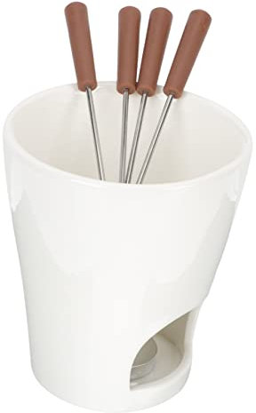 SECFOU Chauffe-beurre Céramique 1 Ensemble à Fondue Chocolat Et Fromage Poêle Compacte Multifonctionnel Pour Desserts Utilisation Domestique