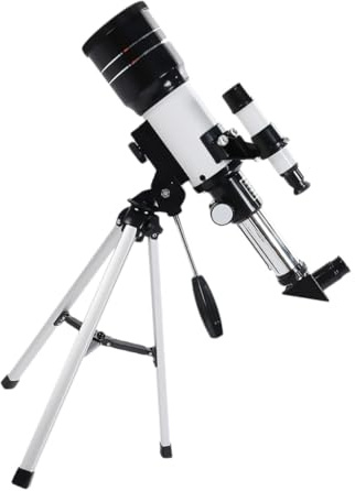 Telescopio Astronomico 70mm in Lega di Alluminio con Treppiede | Obiettivo 300mm, Oculari 20mm e 6mm, Specchio 3x e 1, 5x, Cercatore 5x24 Colore Casuale