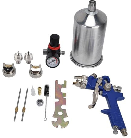 Pistola a spruzzo HVLP Pistola a spruzzo pneumatica professionale in lega di alluminio Rivestimento per automobili H‑827P Blu Alto volume a bassa pressione per Verniciatura di