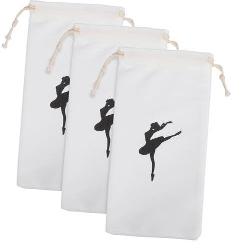 Toddmomy 3 Stück-Pack Ballettschuhtasche aus Canvas Verschleißfest mit Kordelzug Atmungsaktiv Aufbewahrung für Tanzzubehör und Schuhe Mädchen Tanzunterricht